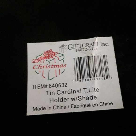 Tin Cardinal Tea Light Holder with Shade - Picture 5 of 5